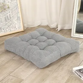 22 inches Meditation Pillow, Square Large Floor Cushions for Adults, Thick Corduroy Floor Pillows for Sitting, Yoga, Living Room, Sofa, Tatami, LightGrey