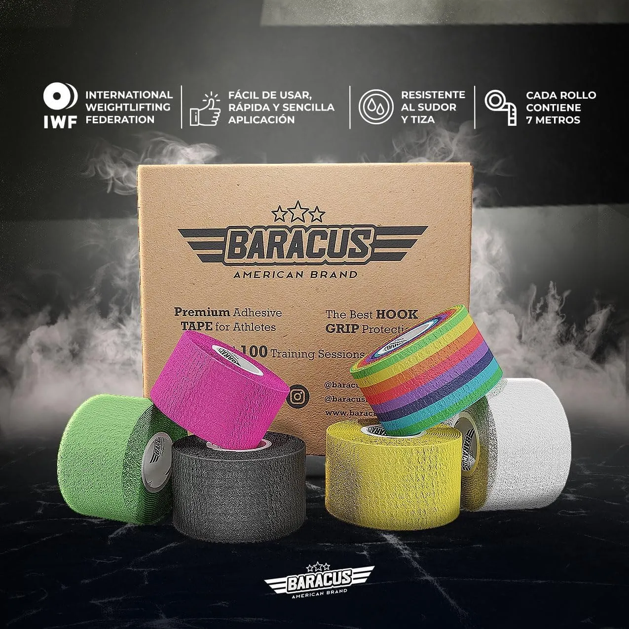 BARACUS Premium Thumb Tape Cross Training and Weightlifting for The Best Hook Grip - 23 ft Long - WOD Tape Chalk and Sweat Proof - Hook Grip Lifting Athletic Thumb Tape (Canary Yellow)