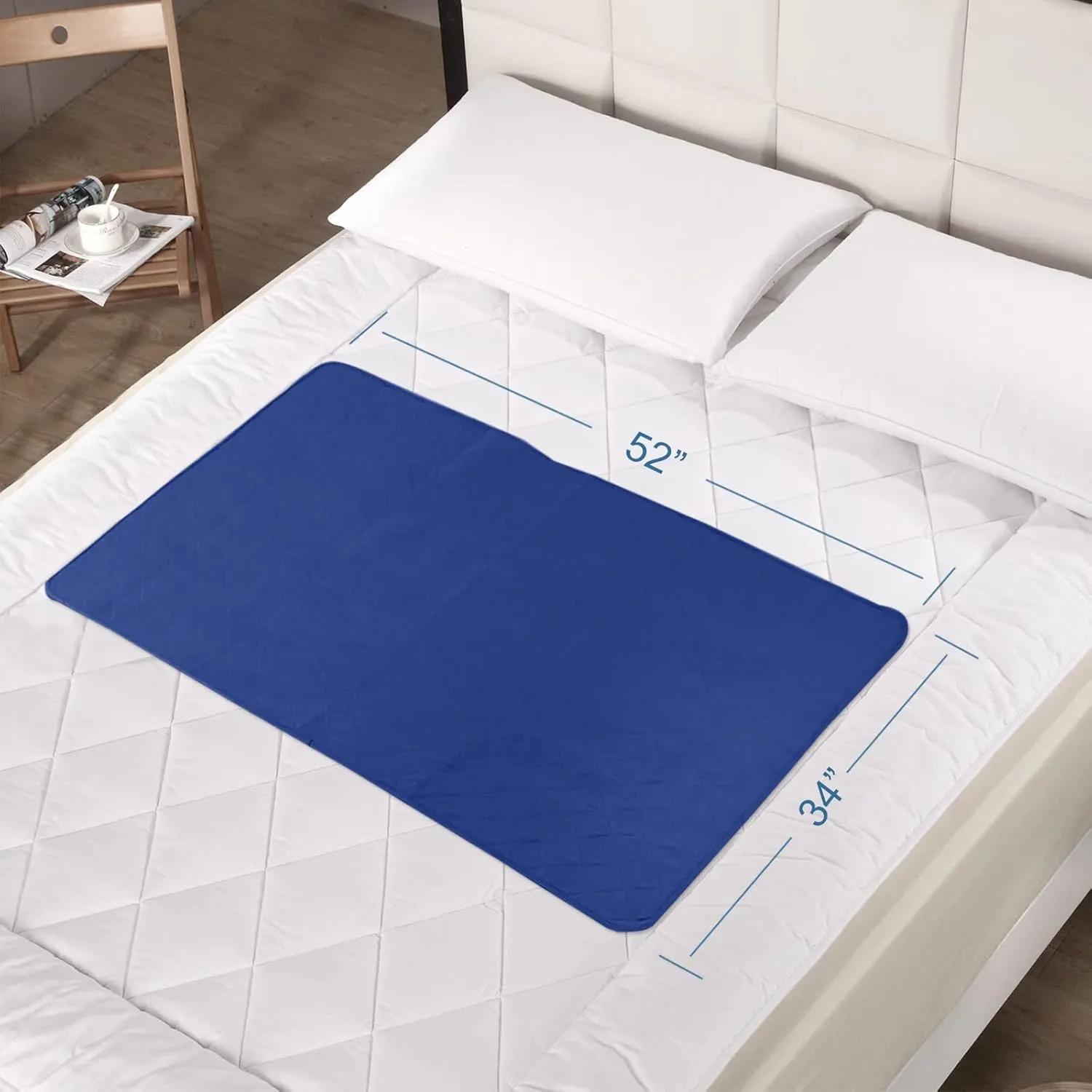 Bed Pads for Incontinence Washable Large (34"  52"), Reusable Waterproof Bed Underpads Chuck Pads with Non-Slip Back for Elderly, Kids, Women or Pets, Navy