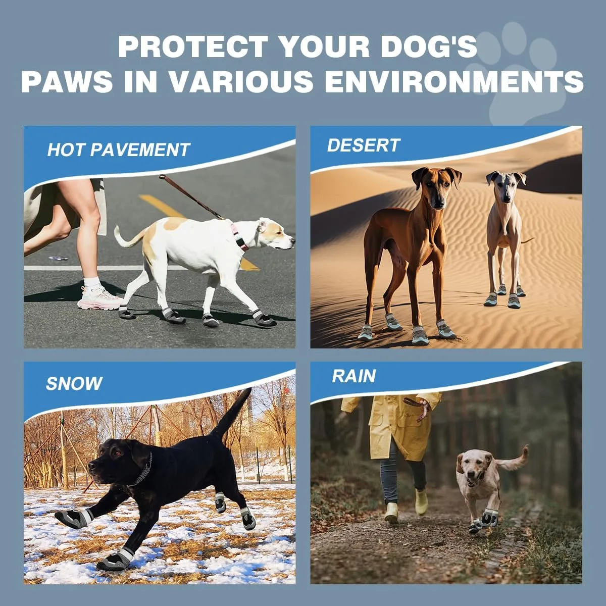 Breathable Dog Shoes for Large Dogs,Anti-Slip Dog Boots for Hot Pavement,Winter Snow,Dog Booties Paw Protector with Reflective Strap for Hardwood Floors,Outdoor Hiking(Black,2.35")