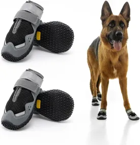 Breathable Dog Shoes for Large Dogs,Anti-Slip Dog Boots for Hot Pavement,Winter Snow,Dog Booties Paw Protector with Reflective Strap for Hardwood Floors,Outdoor Hiking(Black,2.35")