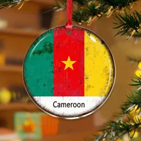 Cameroon Xmas Ornament Gift Flag Vivid Color Hanging Keepsake Clear Acrylic Discs Flag Sports Bar Party Events Christmas Bauble for Christmas Tree Decoration Gift Tag Name Plates