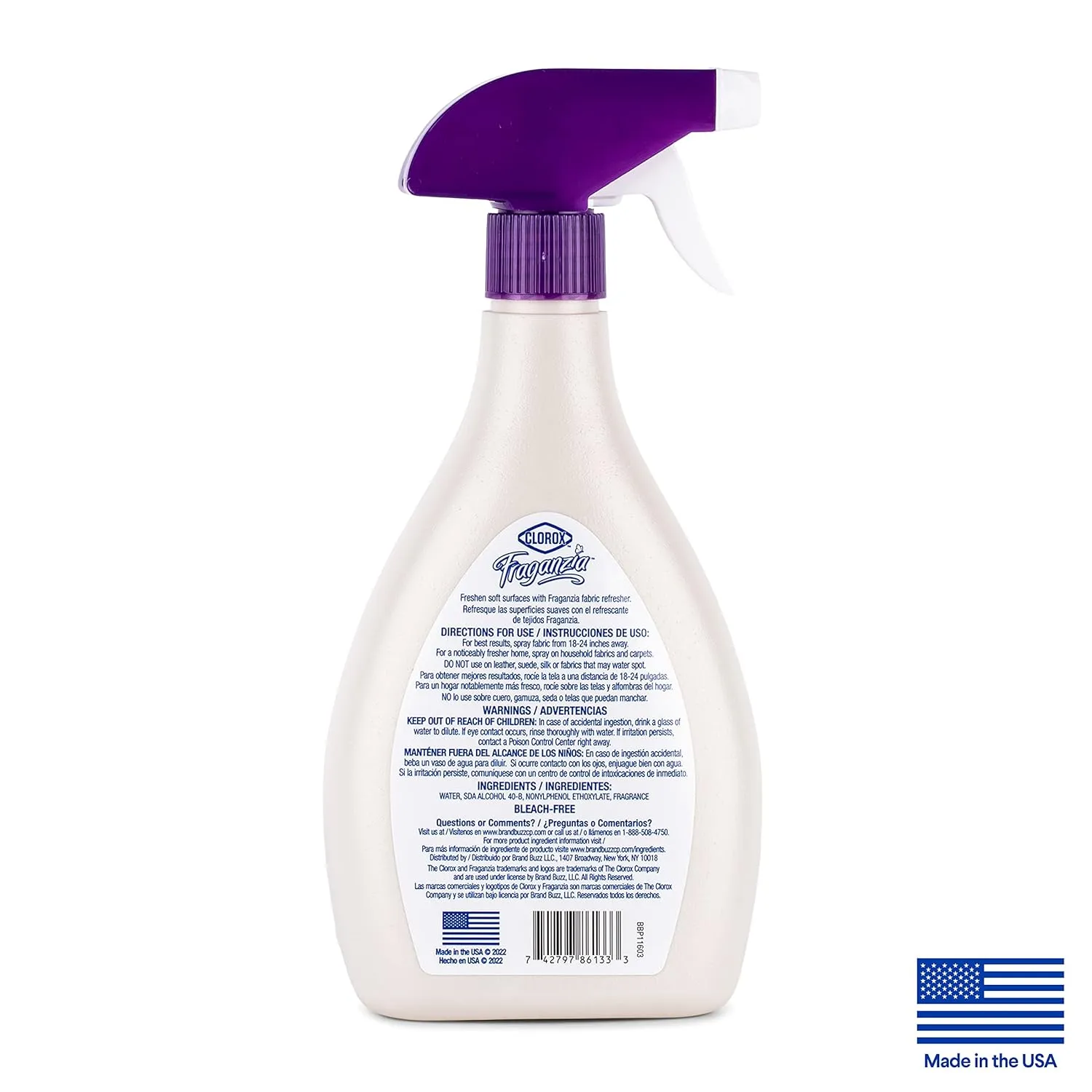 Clorox Fraganzia Refresher Spray 22oz Lavender w/Eucalyptus | Multi-Use Fabric Refresher Spray in Lavender   Eucalyptus Scent | Fabric Spray, Room Freshening Spray
