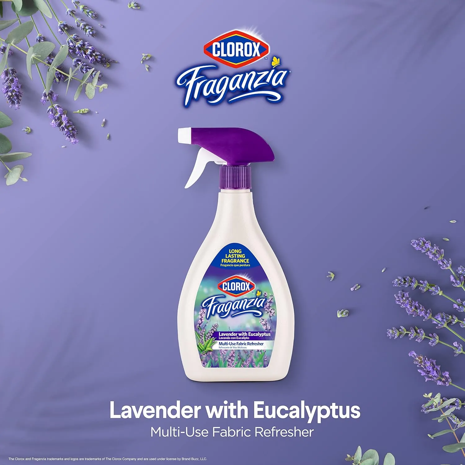 Clorox Fraganzia Refresher Spray 22oz Lavender w/Eucalyptus | Multi-Use Fabric Refresher Spray in Lavender   Eucalyptus Scent | Fabric Spray, Room Freshening Spray