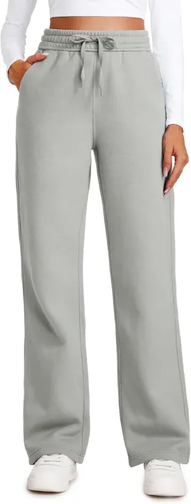 CRZ YOGA Cotton Fleece Lined Sweatpants Women 30" Straight Leg Casual Lounge Sweat Pants for Women