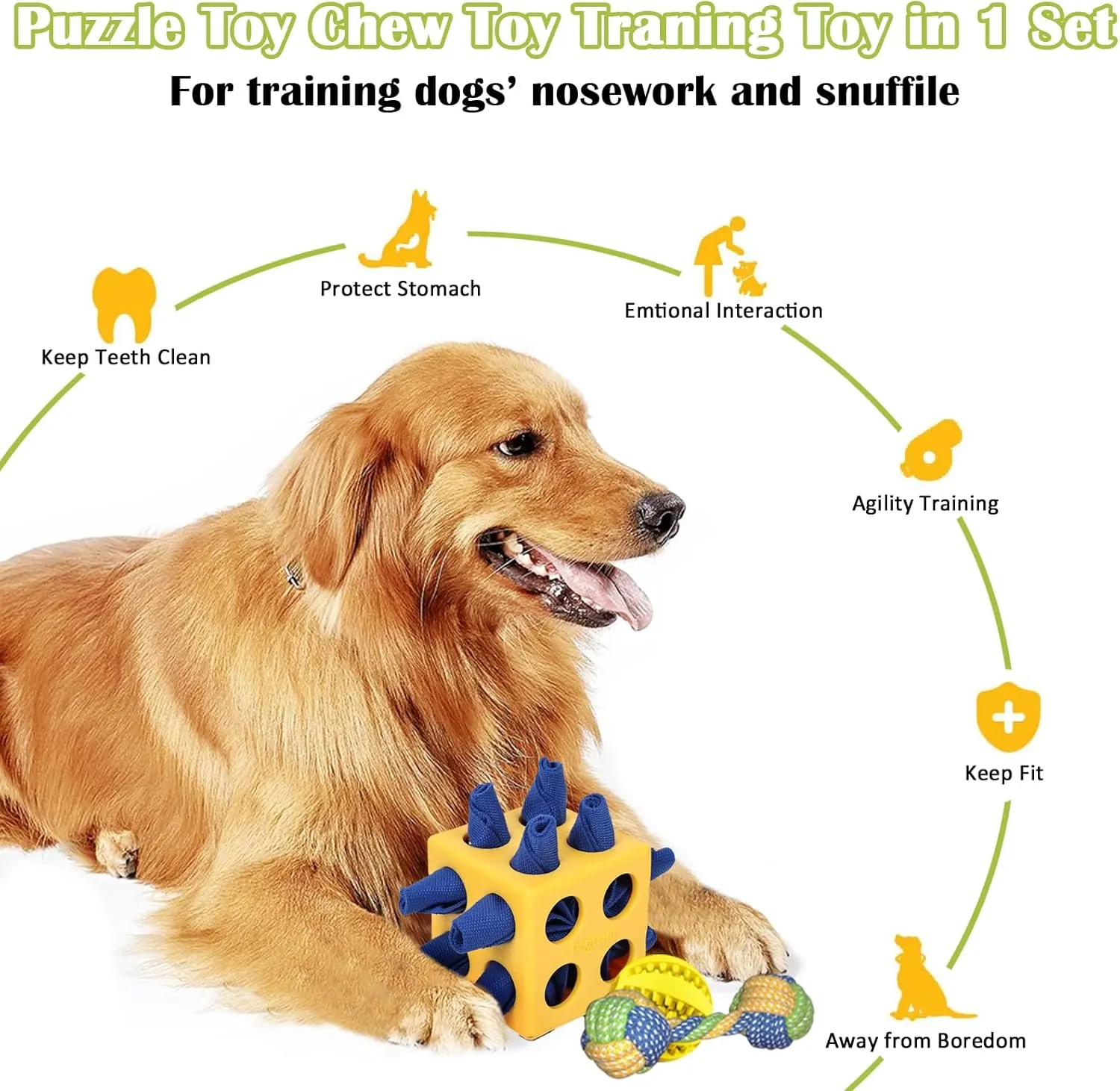 Dog Puzzles, Interactive Snuffle Toys for Dogs, Slow Eating and Keep Busy, Encourage Natural Foraging Skills, Relieve Boredom, 3 Pack Dog Chew Toys for Aggressive Chewers