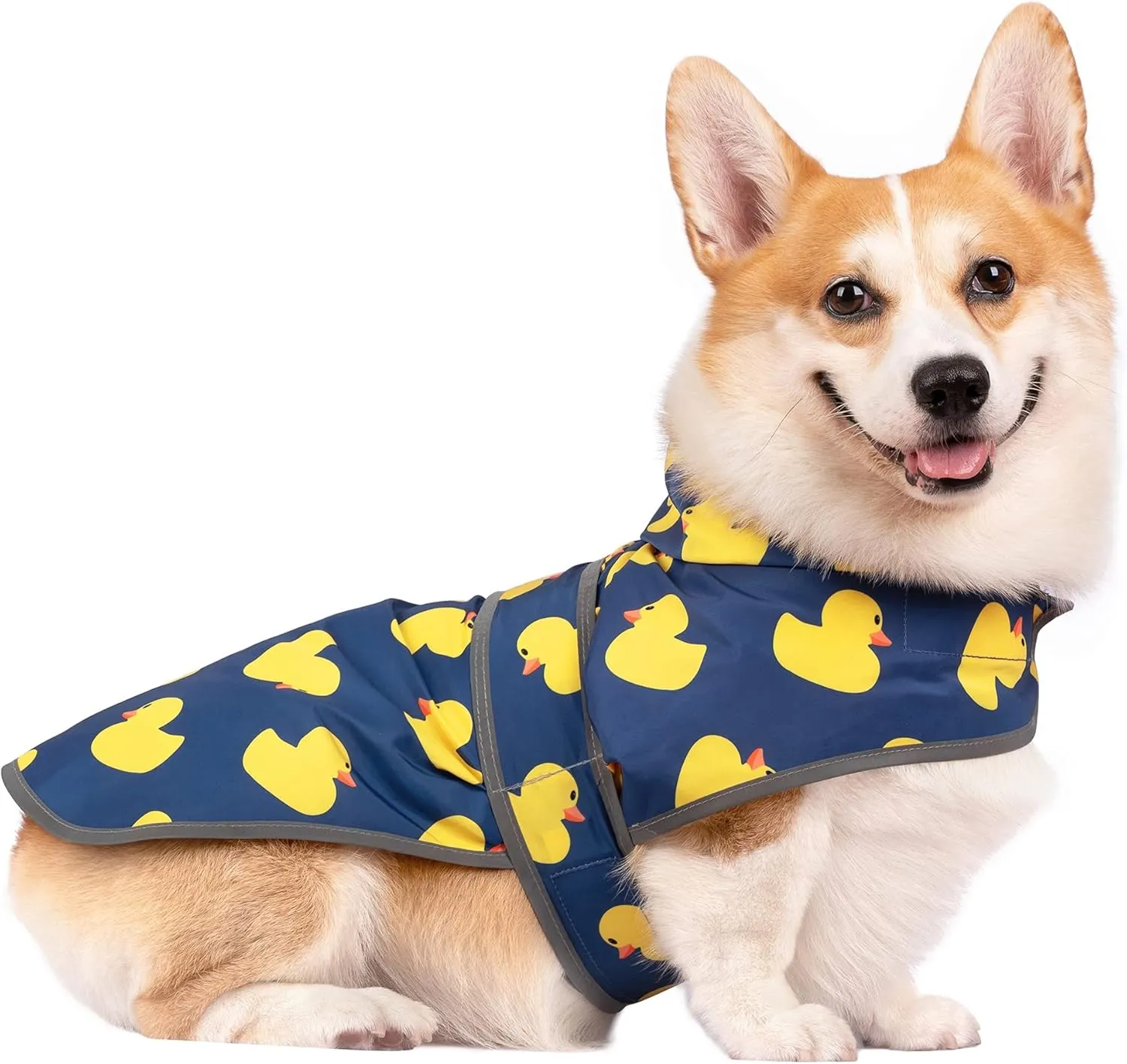 Dog Raincoat with Hood and Leash Hole, Adjustable Belly Strap, Reflective Strips, Lightweight Slicker Poncho Rain Jacket Coat for Small Medium Large Dogs and Puppies