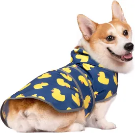 Dog Raincoat with Hood and Leash Hole, Adjustable Belly Strap, Reflective Strips, Lightweight Slicker Poncho Rain Jacket Coat for Small Medium Large Dogs and Puppies