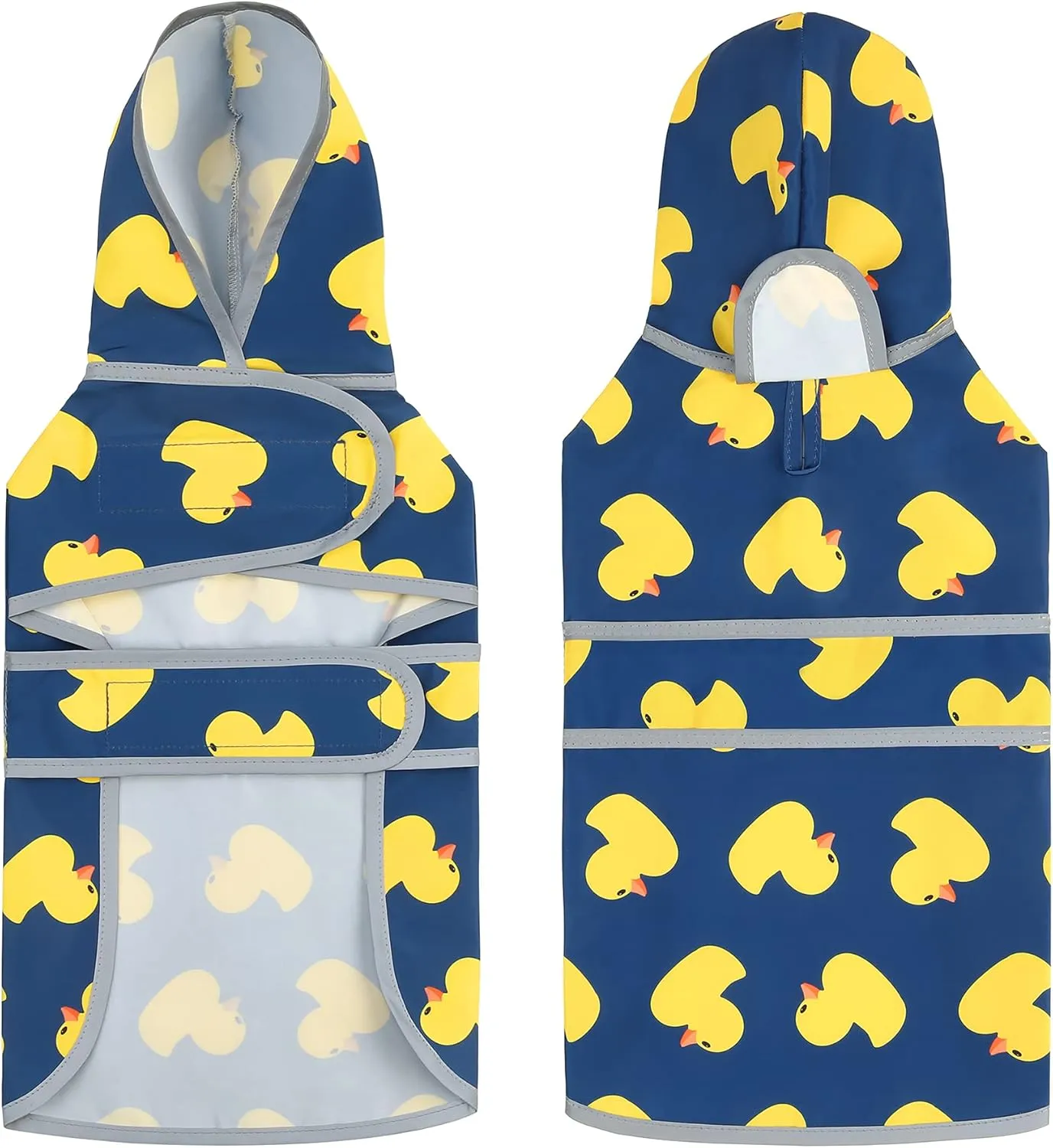 Dog Raincoat with Hood and Leash Hole, Adjustable Belly Strap, Reflective Strips, Lightweight Slicker Poncho Rain Jacket Coat for Small Medium Large Dogs and Puppies