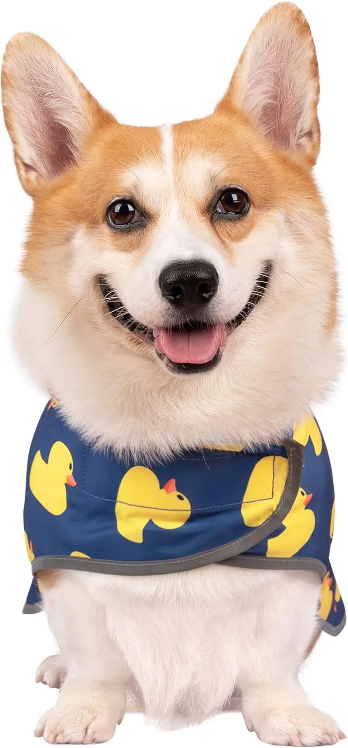 Dog Raincoat with Hood and Leash Hole, Adjustable Belly Strap, Reflective Strips, Lightweight Slicker Poncho Rain Jacket Coat for Small Medium Large Dogs and Puppies