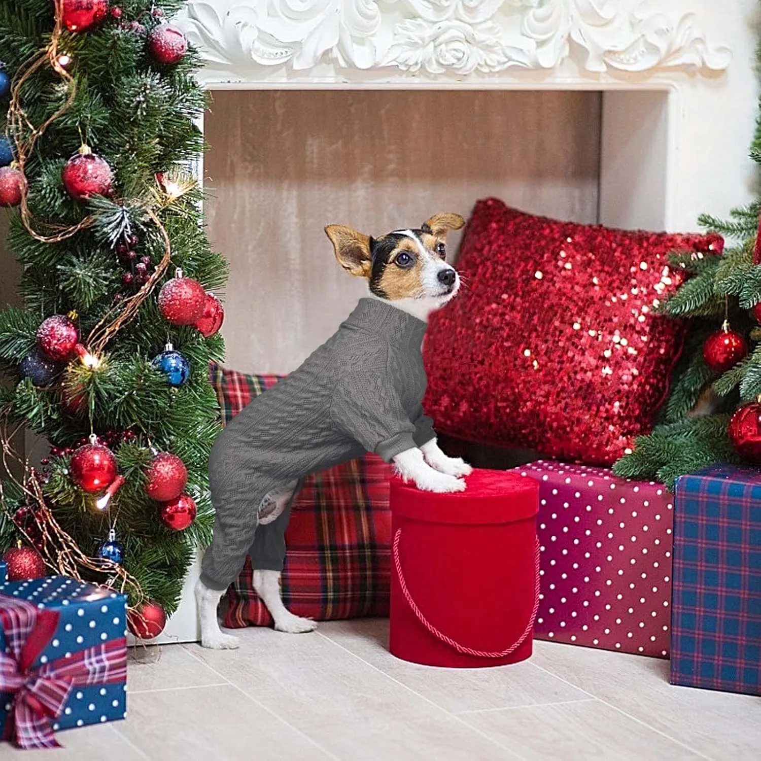 Dog Sweaters for Large Dogs Turtleneck Knitted Pet Clothes Solid Color Puppy Sweater Warm Dog Sweater(Grey&L)