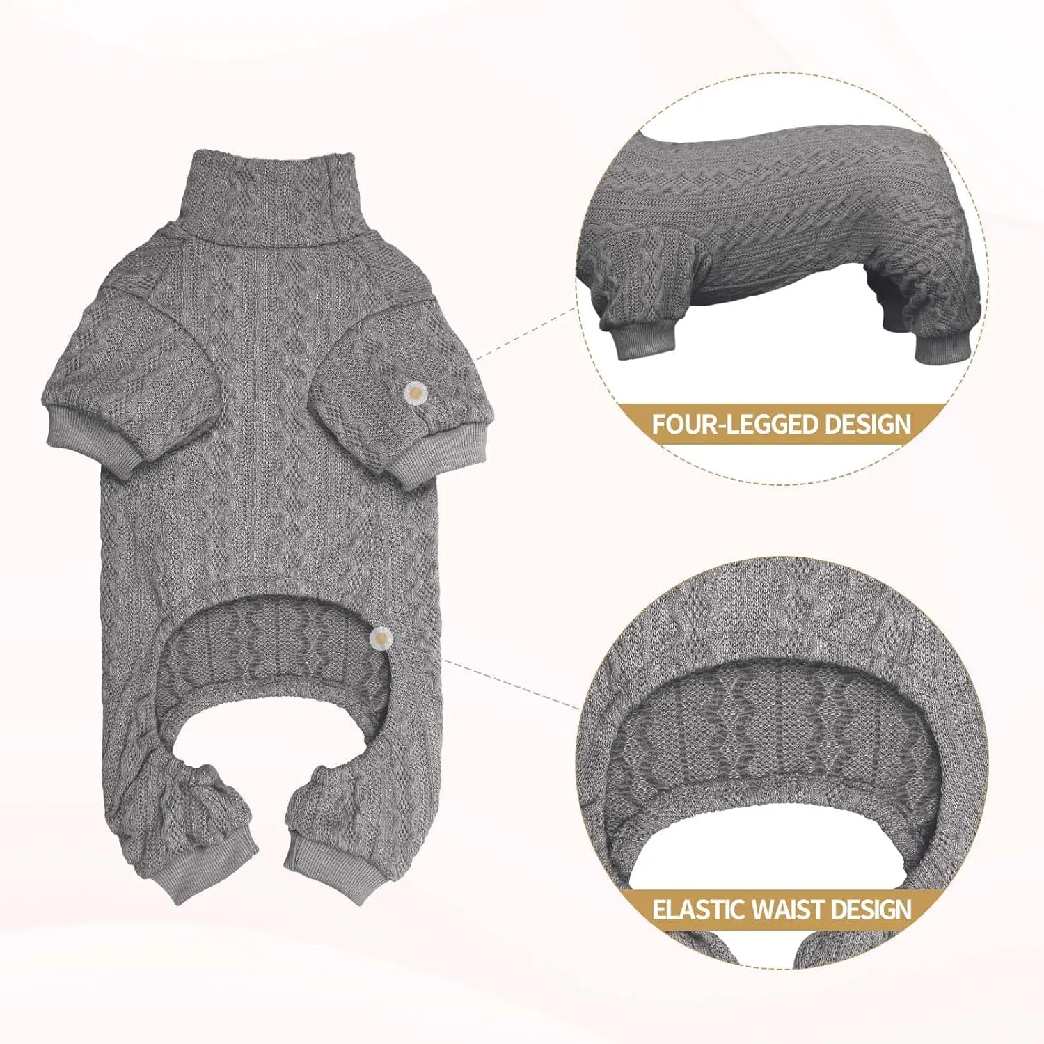 Dog Sweaters for Large Dogs Turtleneck Knitted Pet Clothes Solid Color Puppy Sweater Warm Dog Sweater(Grey&L)