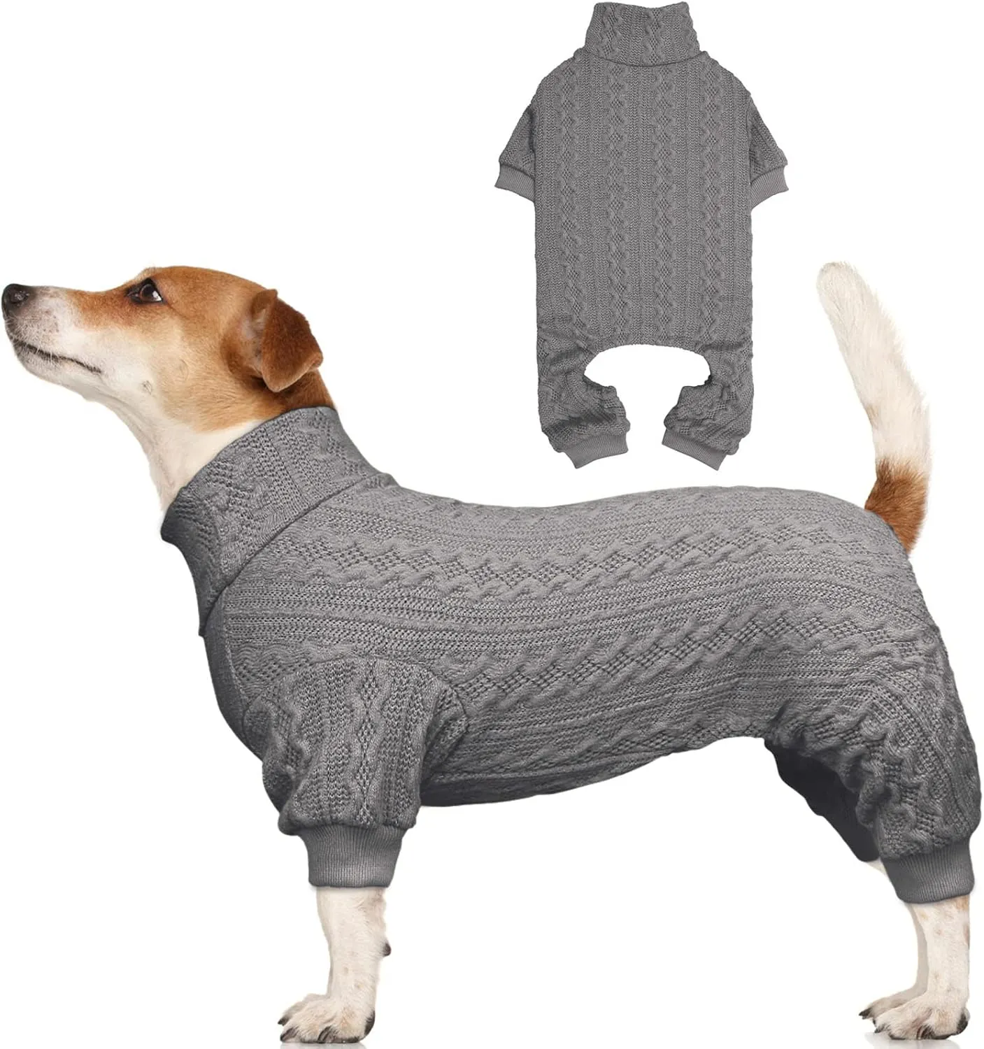 Dog Sweaters for Large Dogs Turtleneck Knitted Pet Clothes Solid Color Puppy Sweater Warm Dog Sweater(Grey&L)