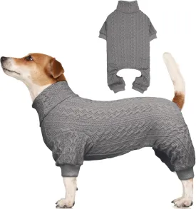 Dog Sweaters for Large Dogs Turtleneck Knitted Pet Clothes Solid Color Puppy Sweater Warm Dog Sweater(Grey&L)