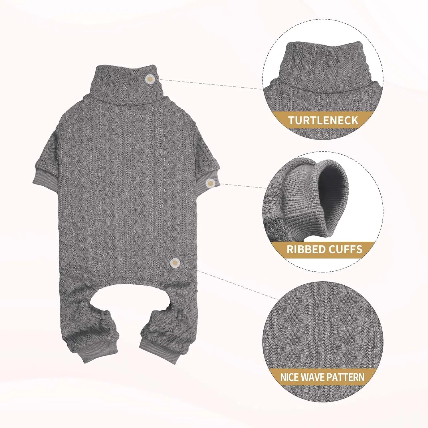 Dog Sweaters for Large Dogs Turtleneck Knitted Pet Clothes Solid Color Puppy Sweater Warm Dog Sweater(Grey&L)