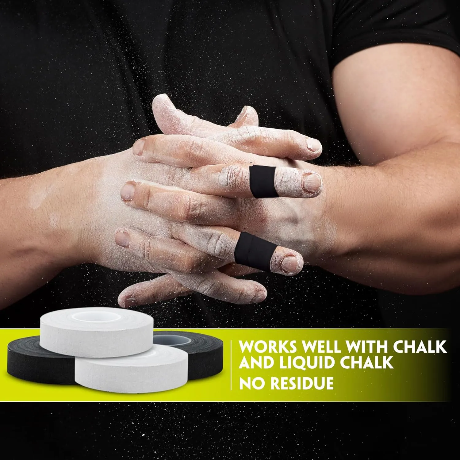 EAGLES Finger Tape | Residue Free Skin Friendly Strong Athletic Sports Tape | 0.5 x 45 Ft for BJJ Jiu Jitsu Grappling MMA Hand Knob Tape Rock Climbing Weight Training Wrestling Volleyball Black