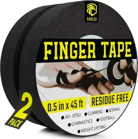 EAGLES Finger Tape | Residue Free Skin Friendly Strong Athletic Sports Tape | 0.5 x 45 Ft for BJJ Jiu Jitsu Grappling MMA Hand Knob Tape Rock Climbing Weight Training Wrestling Volleyball Black