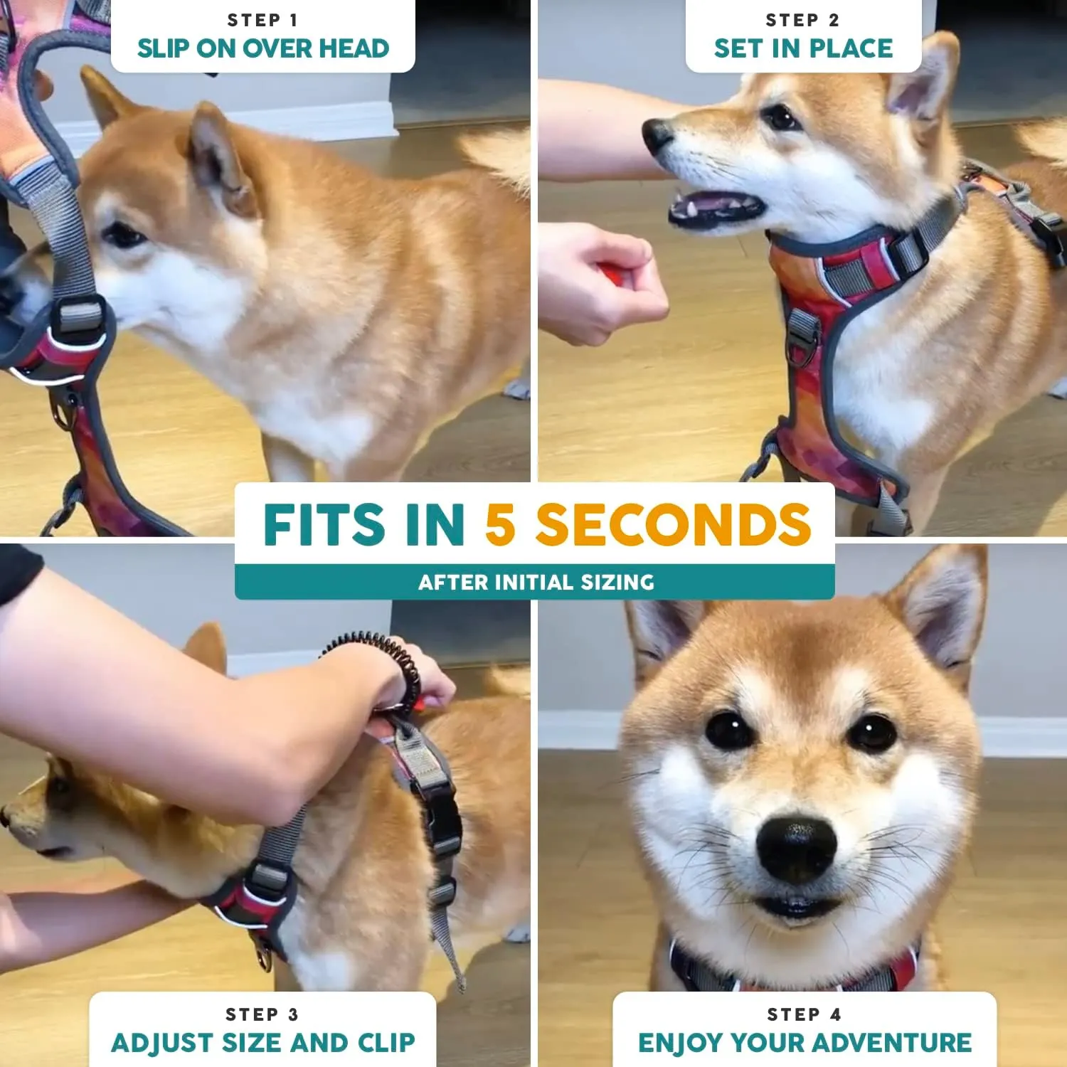 Embark Sports Dog Harness, Dog Harness for Large Dogs No Pull with Light and Breathable Design - Easy On and Off, No Pull Training, Size Adjustable, Non Choke with Handle for Control. Teal Vest