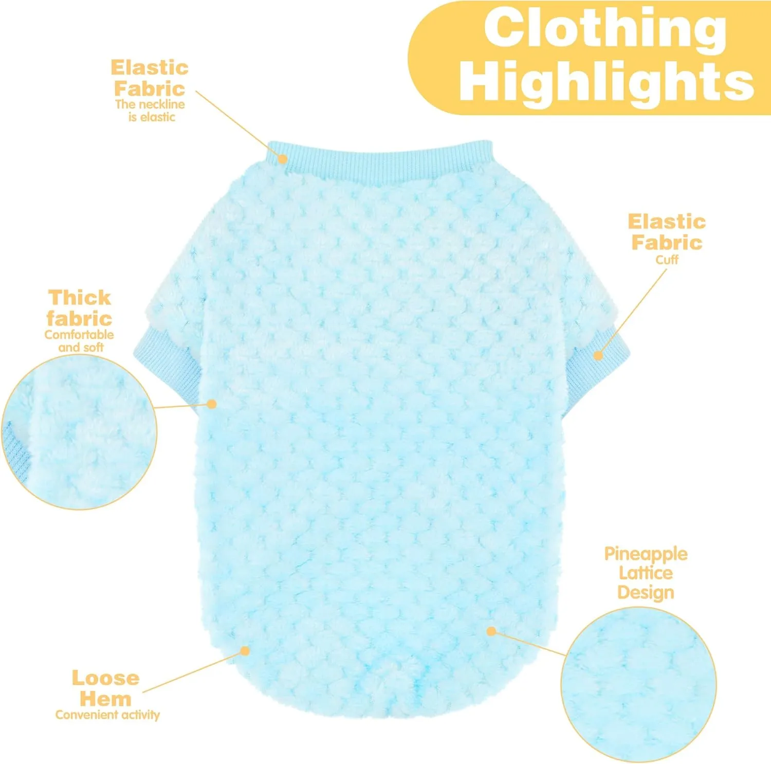Fuzzy Pineapple Grid Dog Sweater - Ultra Soft & Warm Winter Pet Apparel, Fluffy Textured Knit for Small, Medium Dogs and Cats, Cozy Pullover Dog Coat for Cold Weather.Blue XL