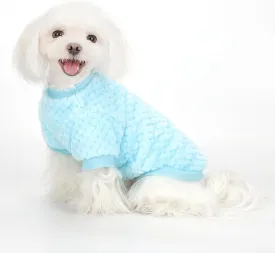 Fuzzy Pineapple Grid Dog Sweater - Ultra Soft & Warm Winter Pet Apparel, Fluffy Textured Knit for Small, Medium Dogs and Cats, Cozy Pullover Dog Coat for Cold Weather.Blue XL