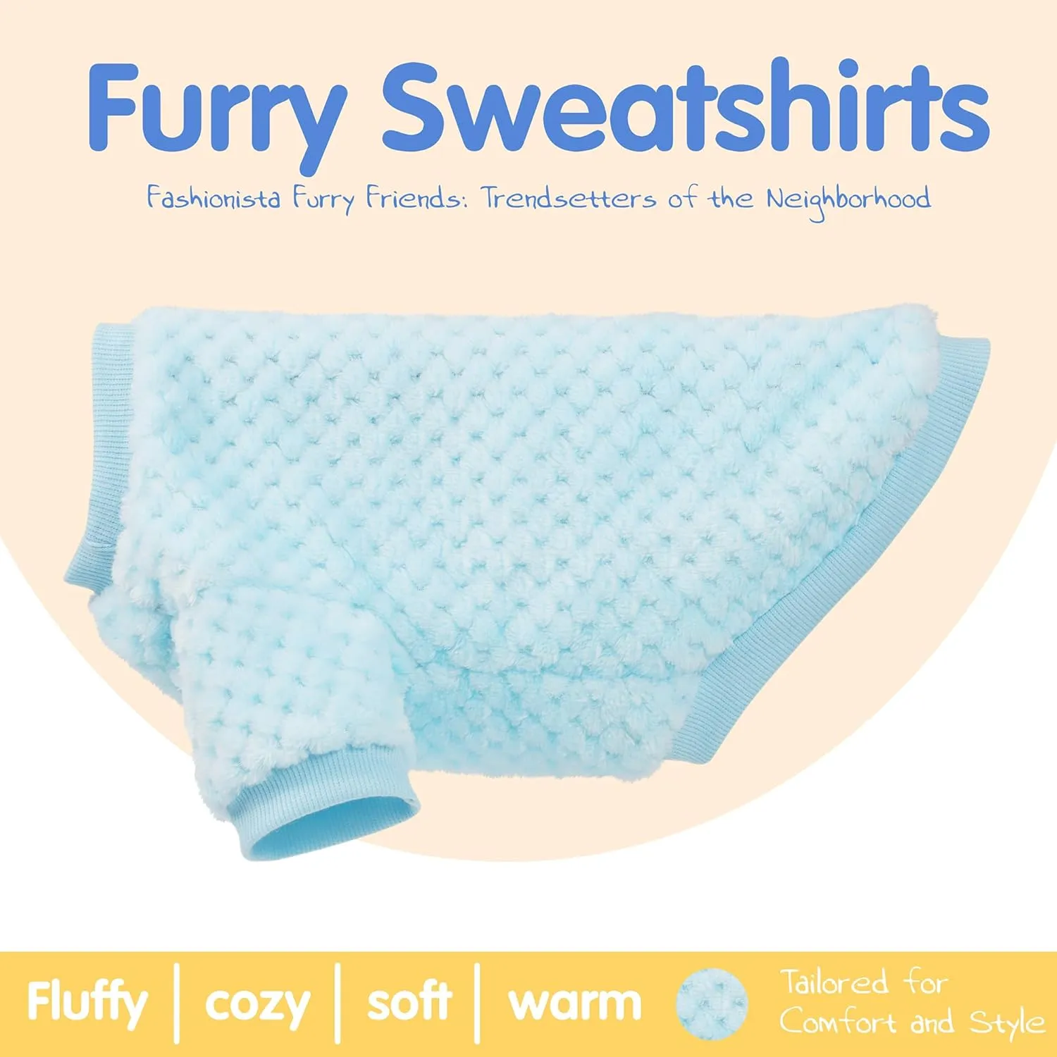 Fuzzy Pineapple Grid Dog Sweater - Ultra Soft & Warm Winter Pet Apparel, Fluffy Textured Knit for Small, Medium Dogs and Cats, Cozy Pullover Dog Coat for Cold Weather.Blue XL
