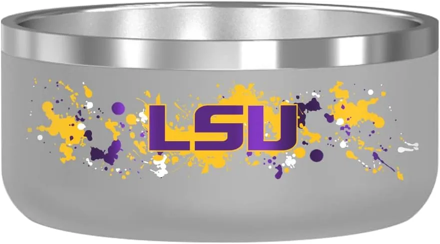 Gametime Sidekicks LSU Tigers Dog Bowl - Officially Licensed, 18/8 Stainless Steel, Double-Walled, Vacuum-Insulated, UV LED Printed Logos -