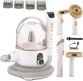 Garvee Pet Grooming Vacuum, 5 in 1 Dog Grooming Kit with 3 Suction Mode and Large Capacity Dust Cup, 12000Pa Strong Dog Hair Vacuum for Shedding Grooming and Pet Vacuum