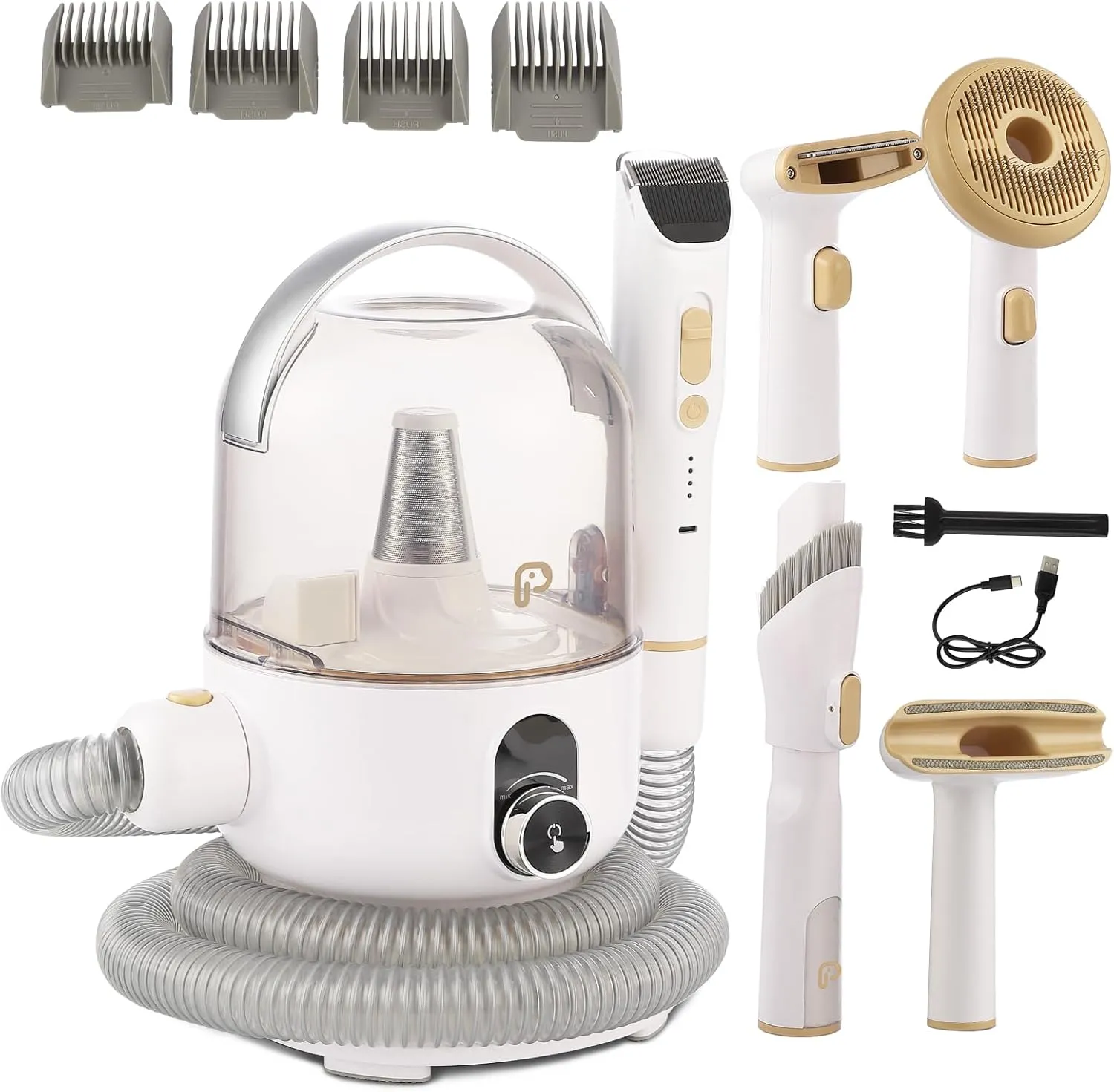 Garvee Pet Grooming Vacuum, 5 in 1 Dog Grooming Kit with 3 Suction Mode and Large Capacity Dust Cup, 12000Pa Strong Dog Hair Vacuum for Shedding Grooming and Pet Vacuum
