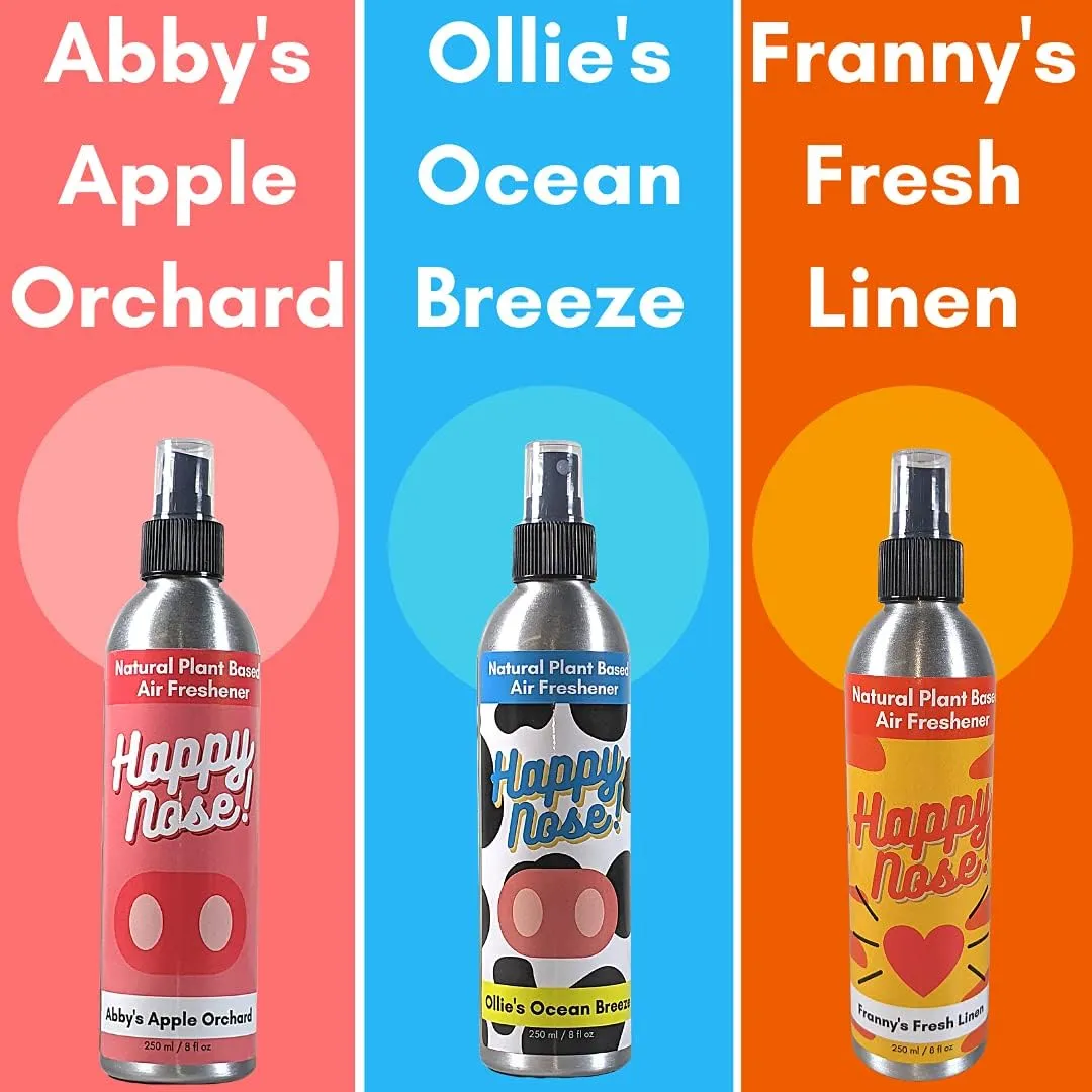 Happy Nose! Natural Plant-Based Air Freshener, Odor Neutralizer Spray for Home, Work, Pets, Vehicle, Smoke, Sports Equipment (Variety Pack, 1 Pack)