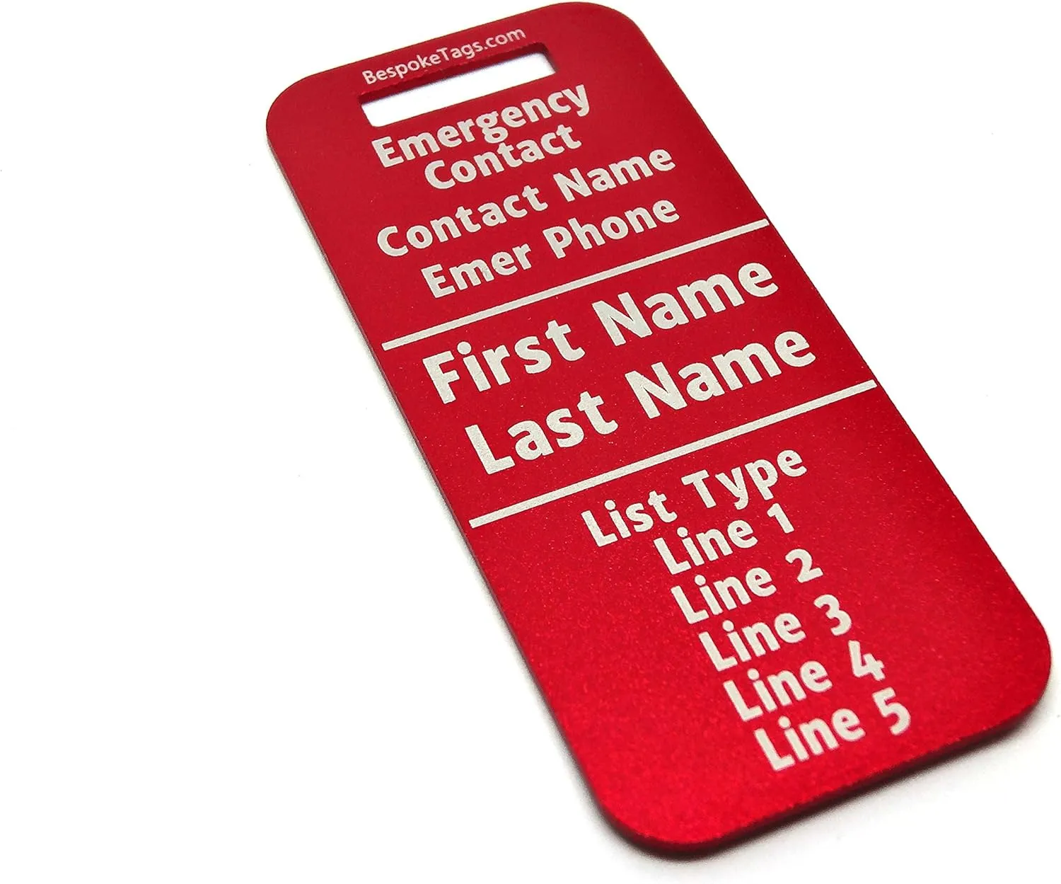 Medical Alert Tag "Peanut Allergy" - Customized Engraved Info (Red)