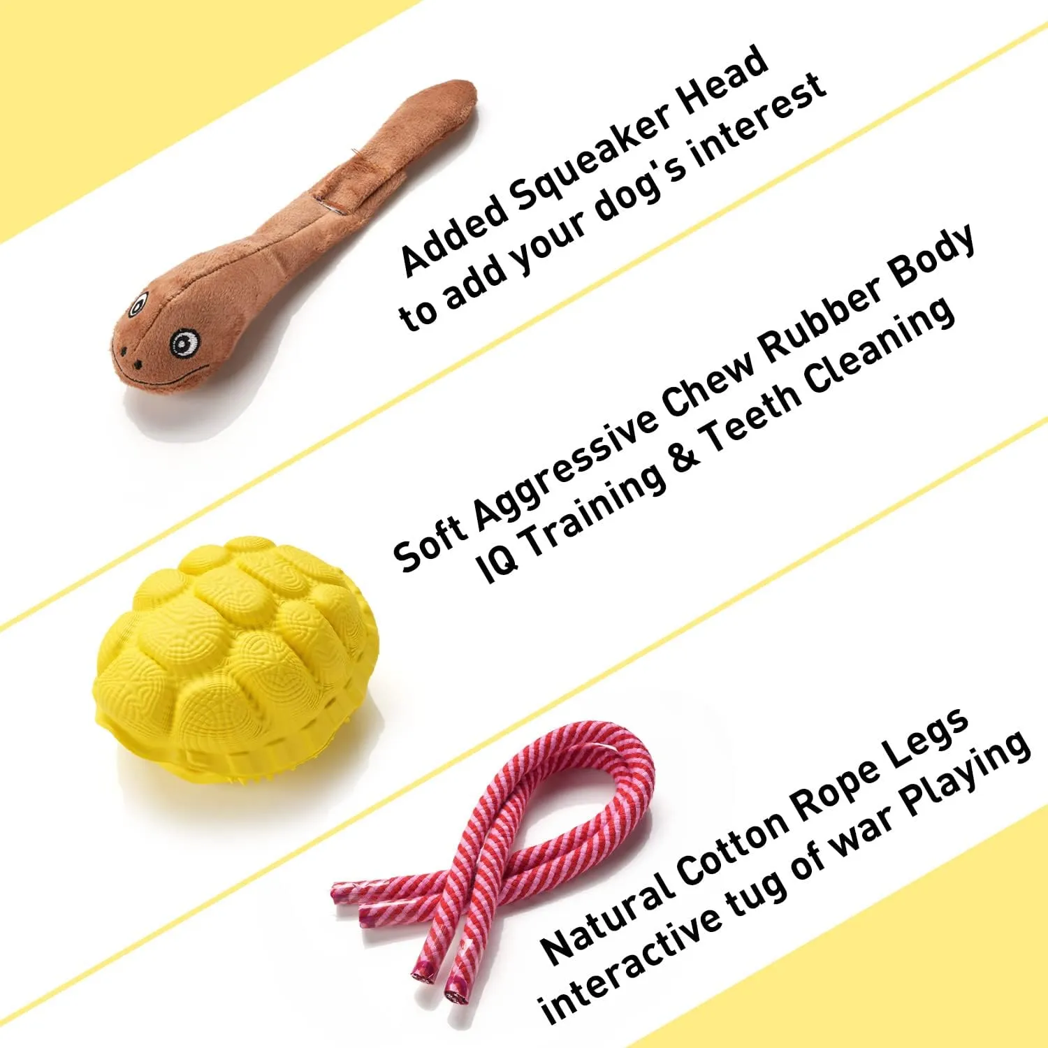 Multifunctional Rubber Dog Chew Toy for Middle, Large Dogs - Food Dispensing Puzzle Toy, Aggressive Chewer, Yellow