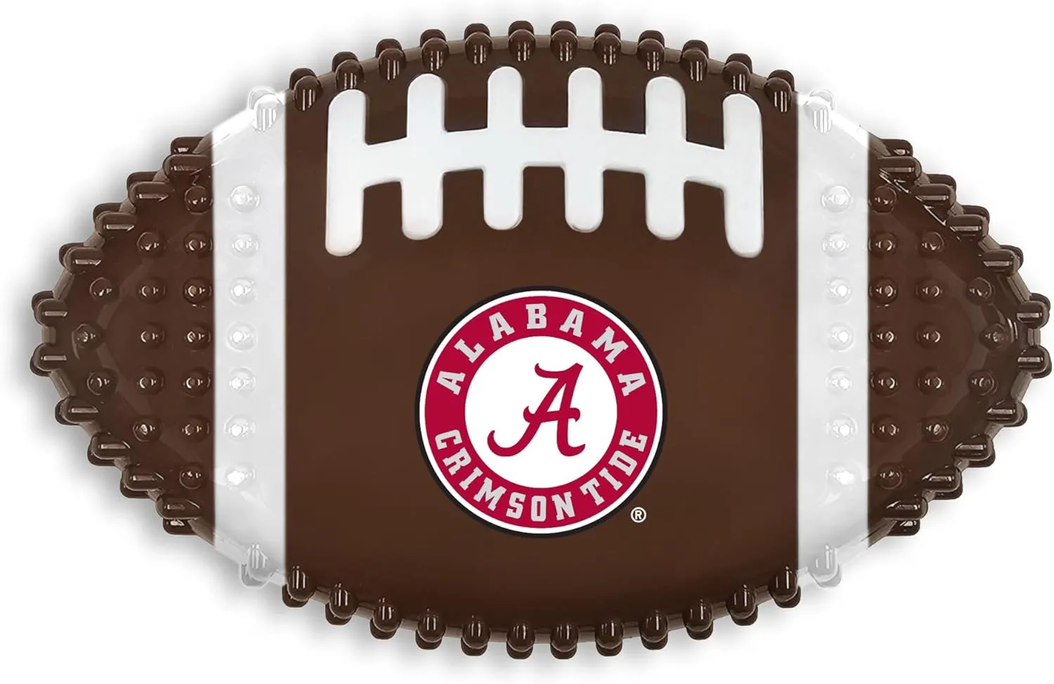 NCAA Alabama Crimson Tide Mega-Chew Hard Nylon Bacon-flavored Dog Bone Football Chew Toy. Interactive Tasty & Fun Dog Chew Toy. Indestructible Strong Durable Tough Dog Toys for Aggressive Chewers