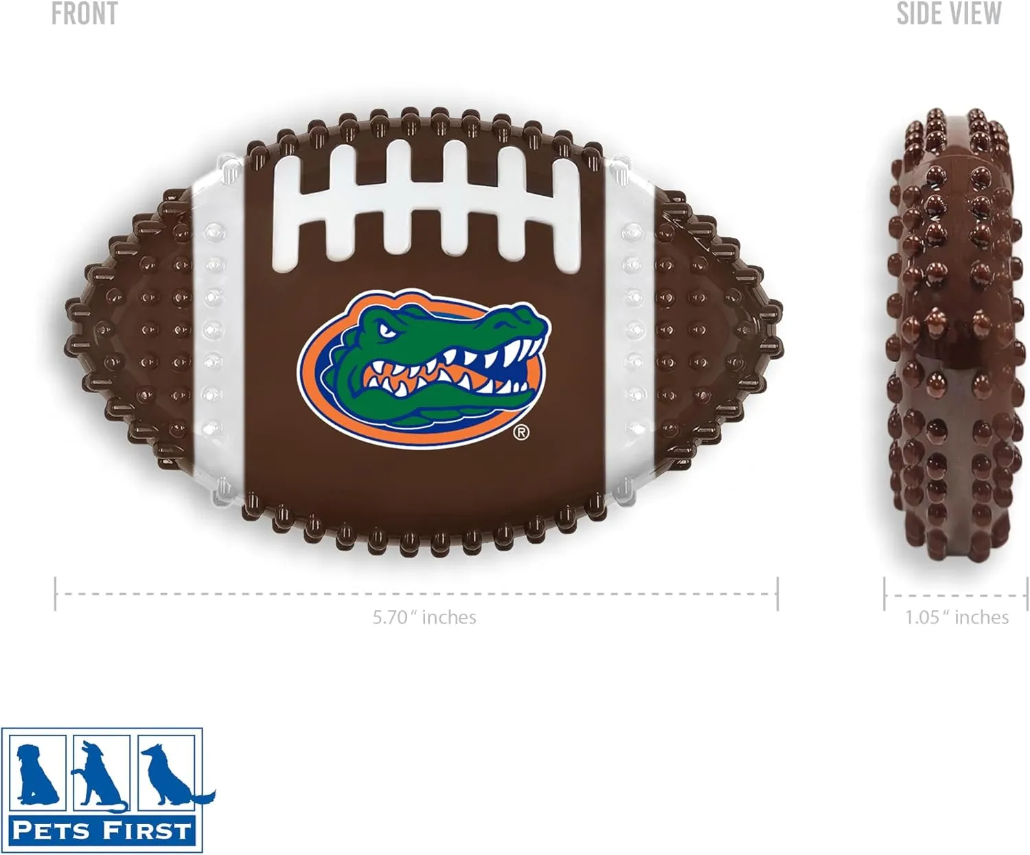 NCAA Florida Gators Mega-Chew Hard Nylon Bacon-flavored Dog Bone Football Chew Toy. Interactive Tasty & Fun Dog Chew Toy. Indestructible Strong Durable Tough Dog Toys for Aggressive Chewers