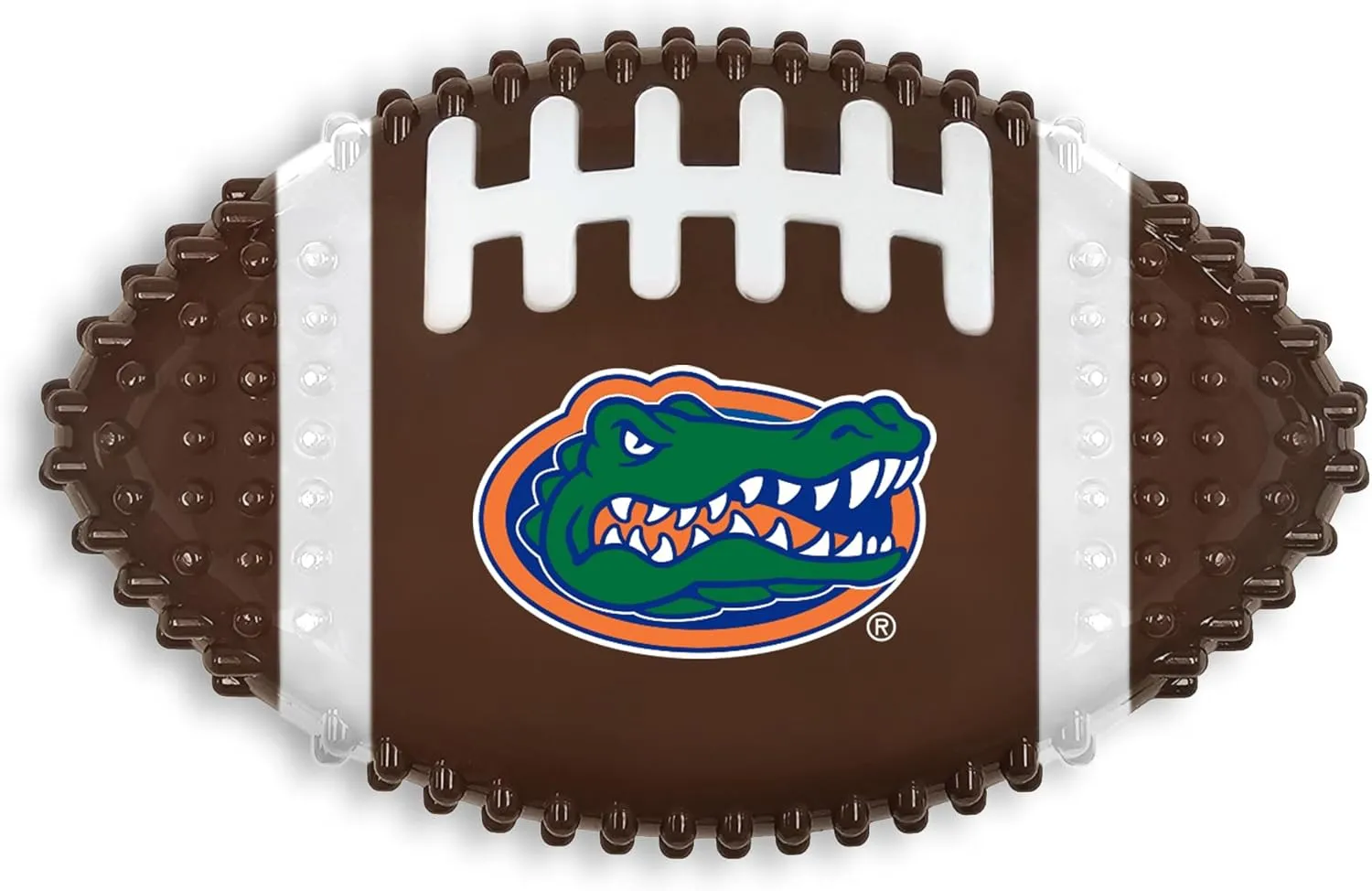 NCAA Florida Gators Mega-Chew Hard Nylon Bacon-flavored Dog Bone Football Chew Toy. Interactive Tasty & Fun Dog Chew Toy. Indestructible Strong Durable Tough Dog Toys for Aggressive Chewers