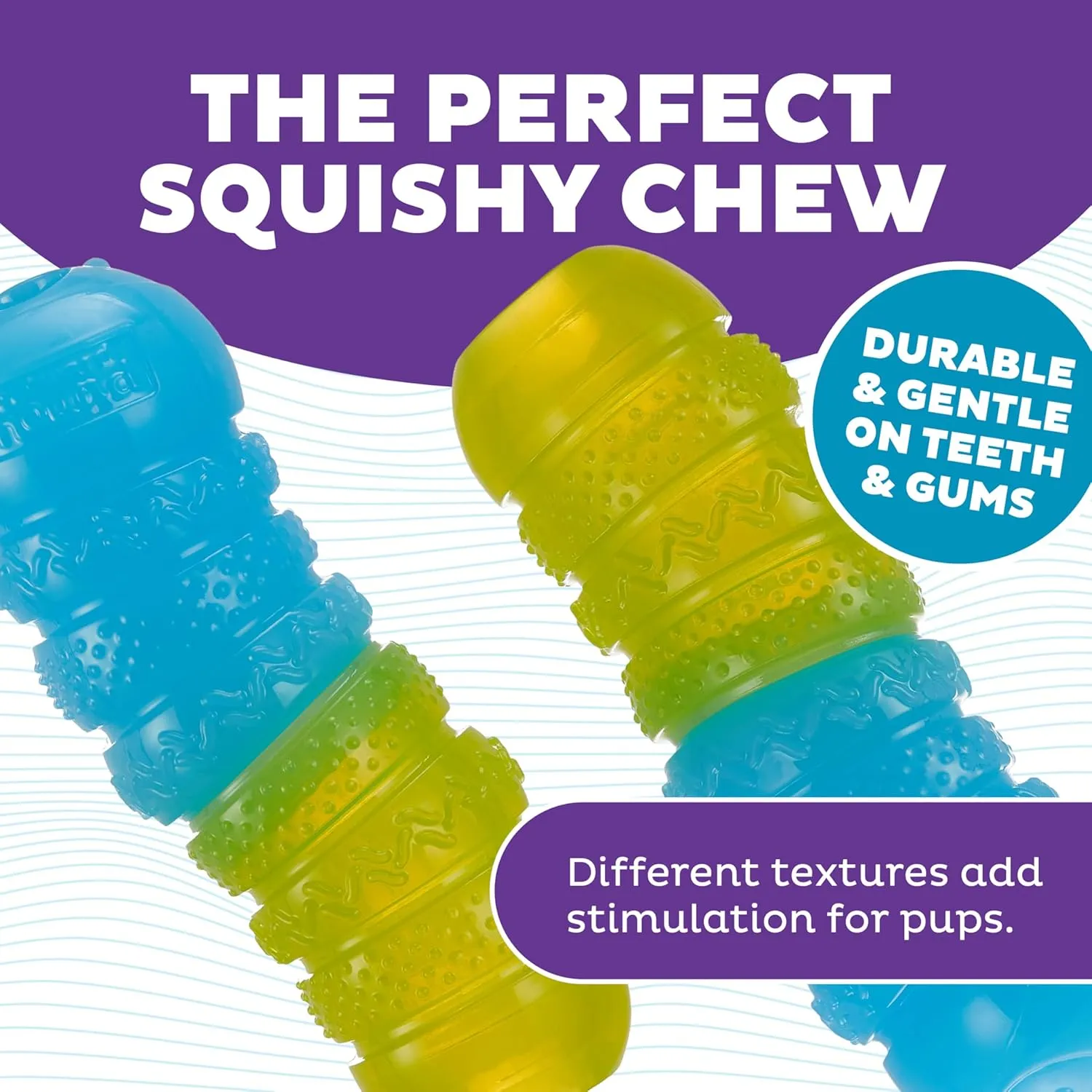 Outward Hound Gummiez Worm 2-in-1 Dental Dog Chew Toy and Dog Treat Stuffer Game, Cherry Scent, Multicolored