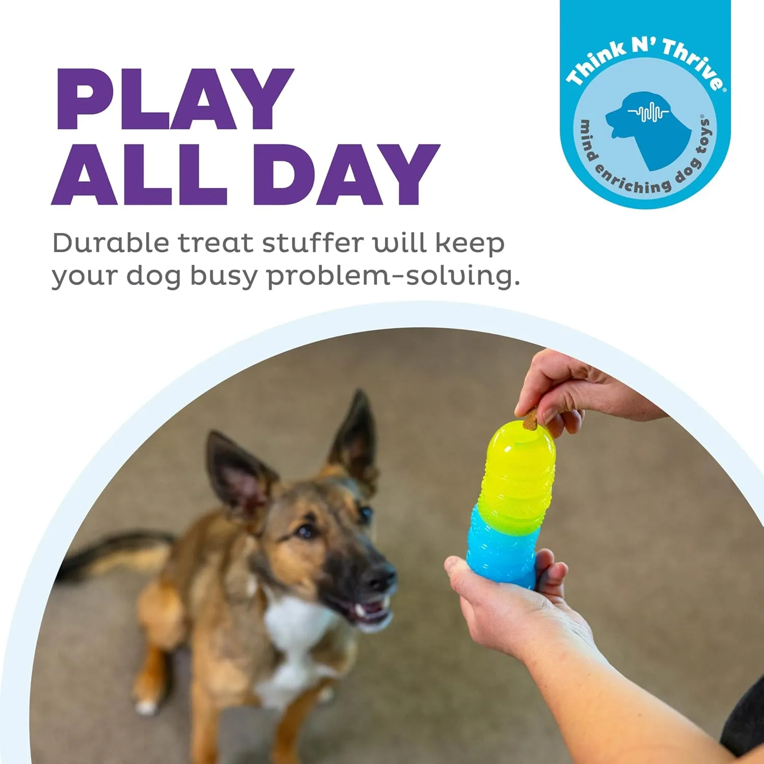 Outward Hound Gummiez Worm 2-in-1 Dental Dog Chew Toy and Dog Treat Stuffer Game, Cherry Scent, Multicolored