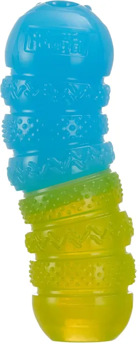 Outward Hound Gummiez Worm 2-in-1 Dental Dog Chew Toy and Dog Treat Stuffer Game, Cherry Scent, Multicolored