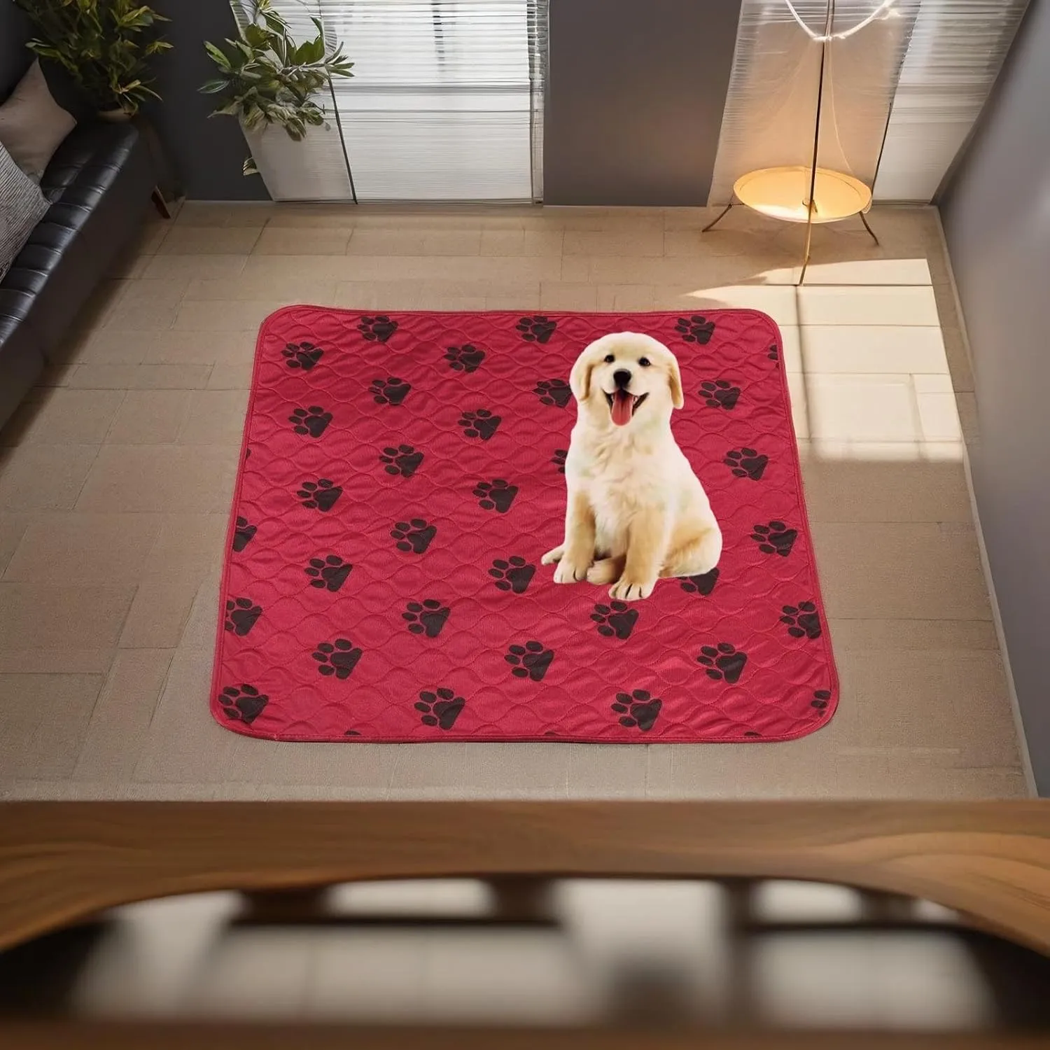 Reusable Dog Pee Pads, Waterproof Training Pads for Dogs, Dog Pee Pad Urine Mat for Pet Dogs Cats(80 * 90cm-Red)