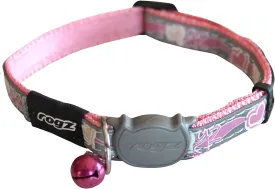 Rogz Reflective Cat Collar with Breakaway Clip and Removable Bell, fully adjustable to fit most breeds, Pink Butterfly Design