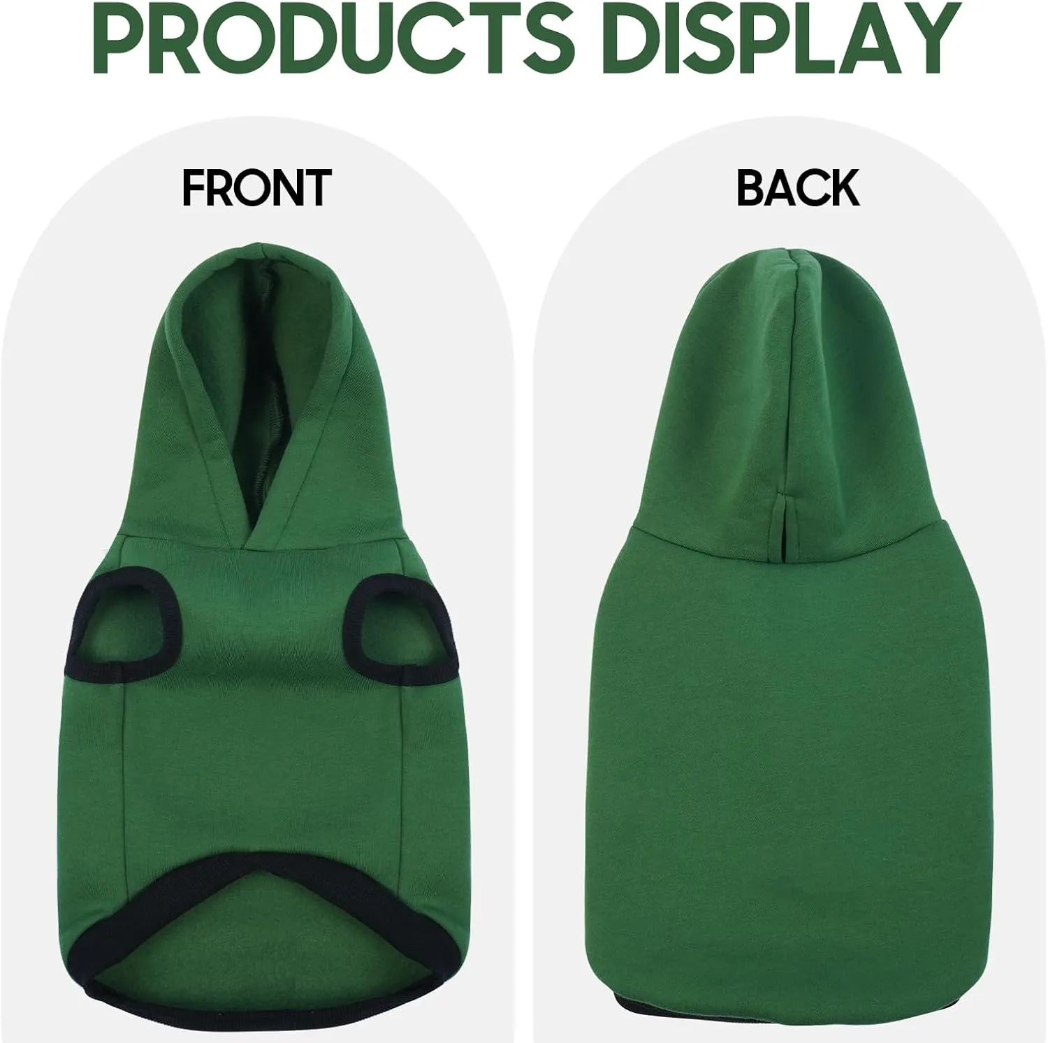 ROZKITCH Dog Hoodie, Winter Fleece Sweater, Soft Warm Pet Pullover, Christmas Outfit, Puppy Vest with Leash Hole, Green XL