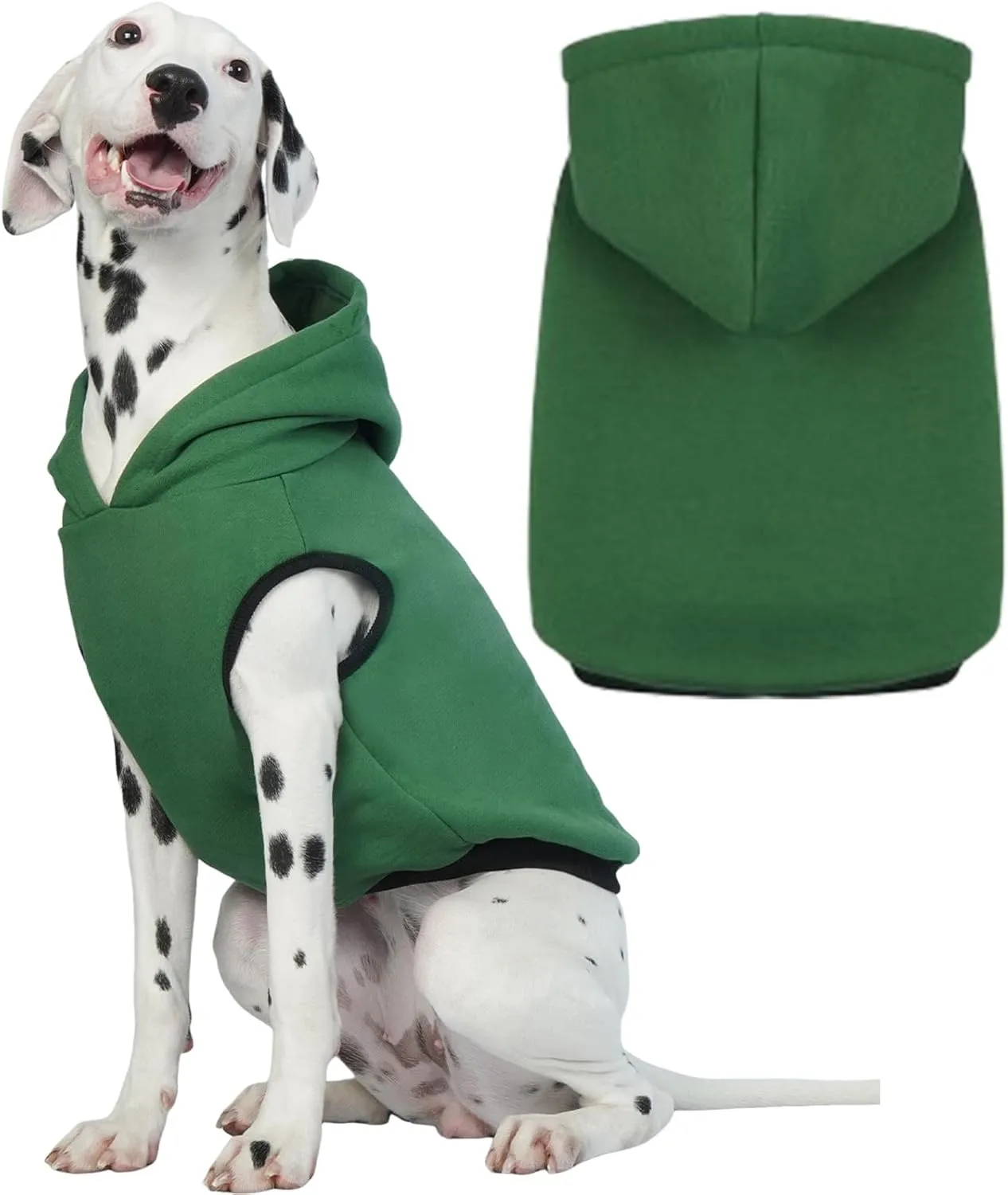 ROZKITCH Dog Hoodie, Winter Fleece Sweater, Soft Warm Pet Pullover, Christmas Outfit, Puppy Vest with Leash Hole, Green XL