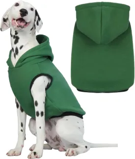 ROZKITCH Dog Hoodie, Winter Fleece Sweater, Soft Warm Pet Pullover, Christmas Outfit, Puppy Vest with Leash Hole, Green XL
