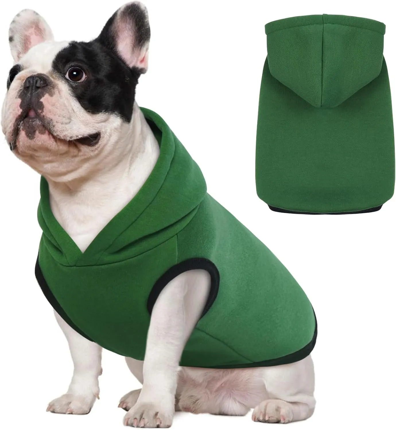 ROZKITCH Dog Hoodie, Winter Fleece Sweater, Soft Warm Pet Pullover, Christmas Outfit, Puppy Vest with Leash Hole, Green XL