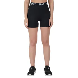 SLAY. Women's Activewear Black High Waist Shorts