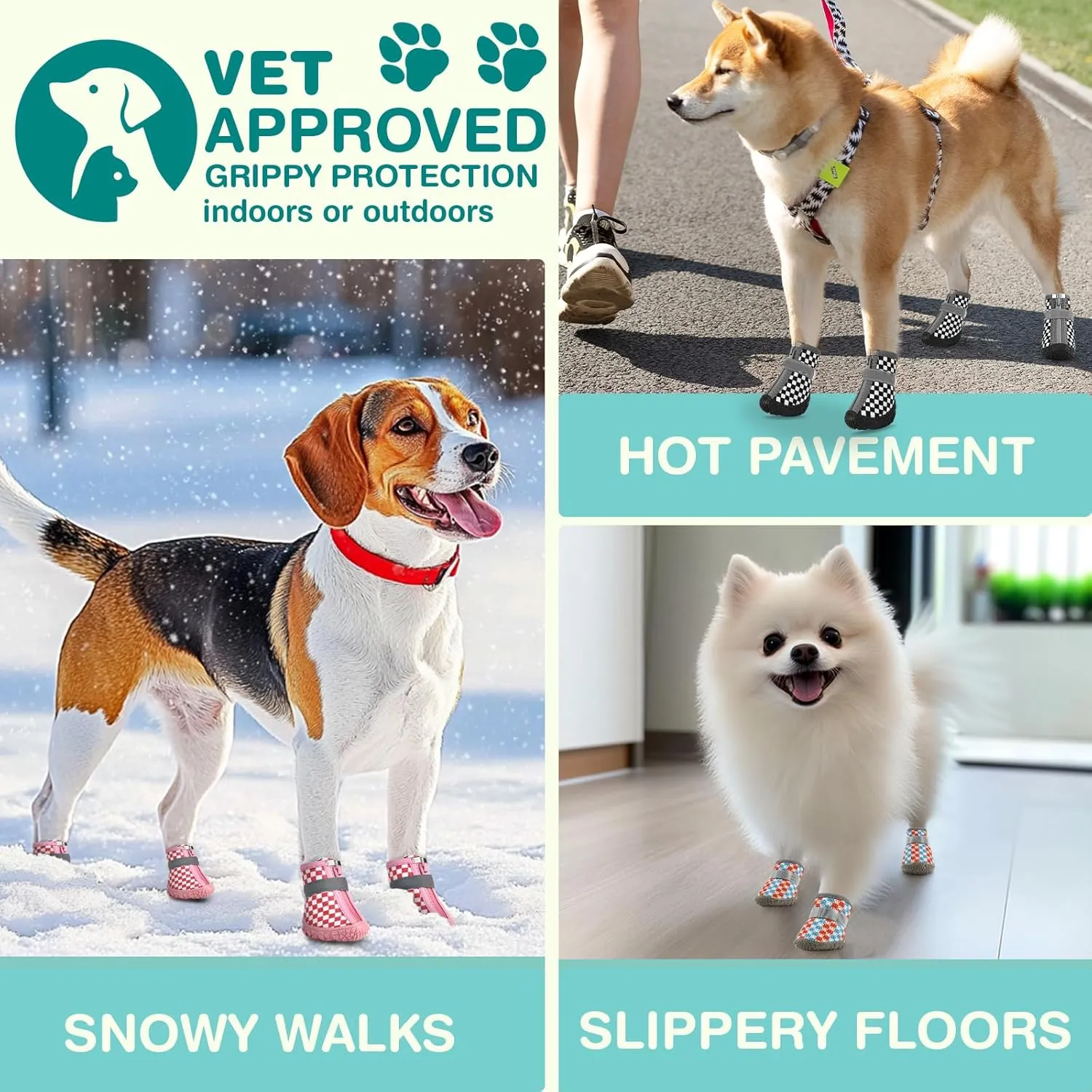 Small Dog Shoes, Waterproof Puppy Boots & Paw Protectors for Winter Snow, Summer Hot Pavement, Dog Booties with Anti-Slip Rubber Soles for Hardwood Floors Purple & Pink Size 3