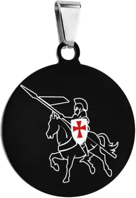 Templar Knight Funny Pet ID Tag Personalized Dog Round Tag Stainless Steel Cat Collar Tags Accessories