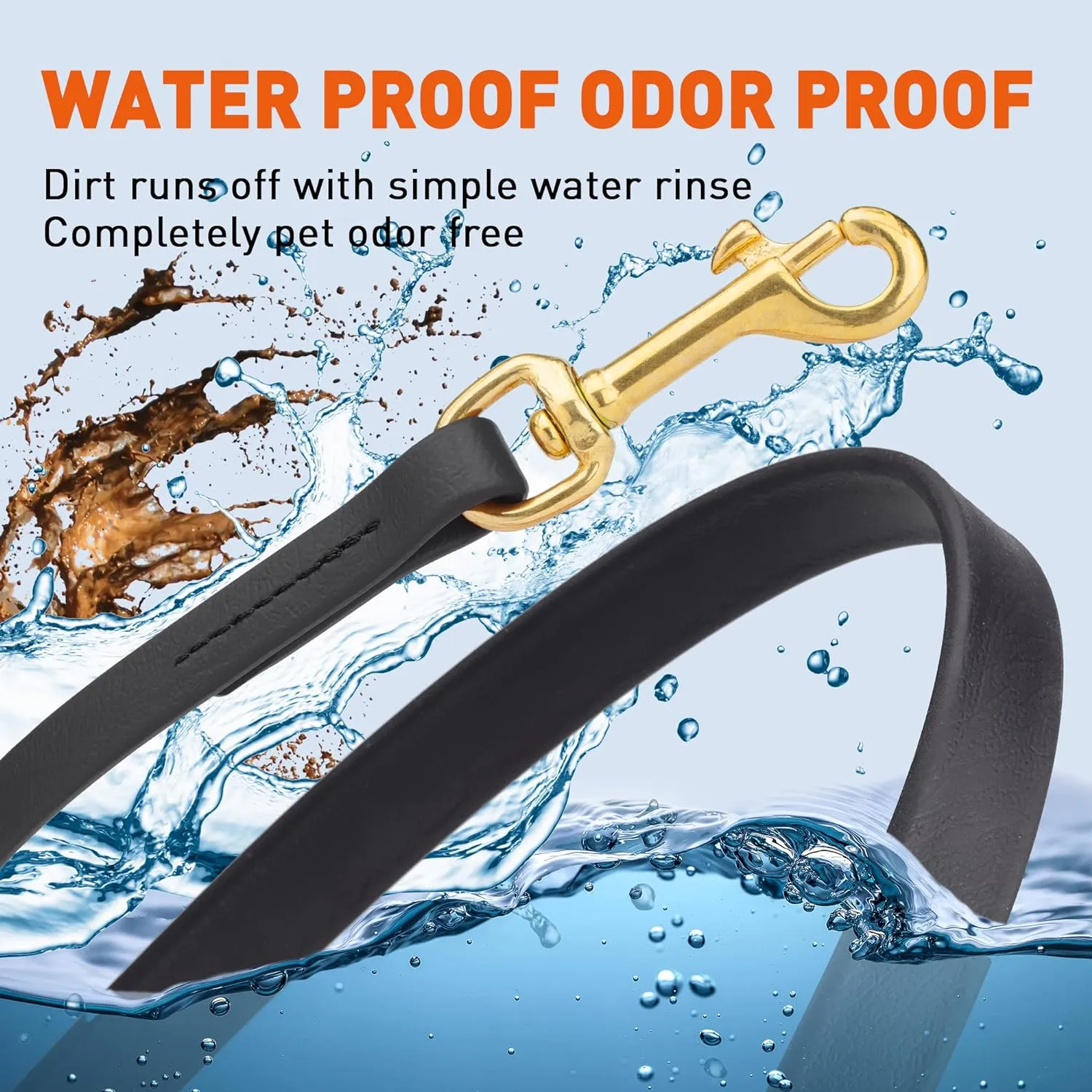 Viper K9 Biothane Working Dog Leash Waterproof Lead for Tracking Training Schutzhund Dog Sport & Search - Odor-Proof Long Line with Solid Brass Snap for Puppy Medium and Large 1/2" x 6ft Black