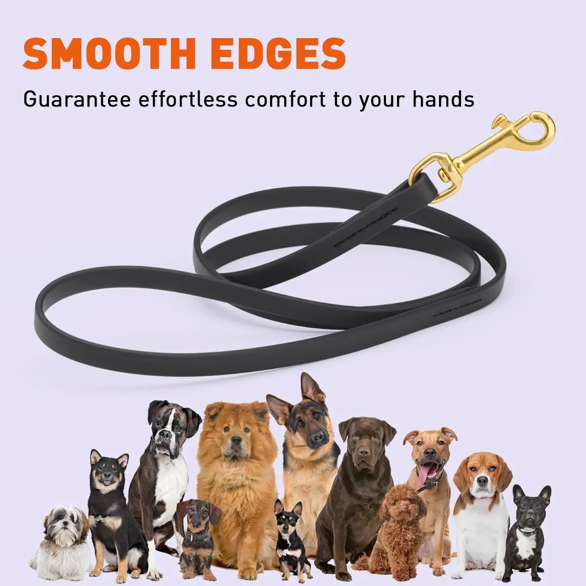 Viper K9 Biothane Working Dog Leash Waterproof Lead for Tracking Training Schutzhund Dog Sport & Search - Odor-Proof Long Line with Solid Brass Snap for Puppy Medium and Large 1/2" x 6ft Black