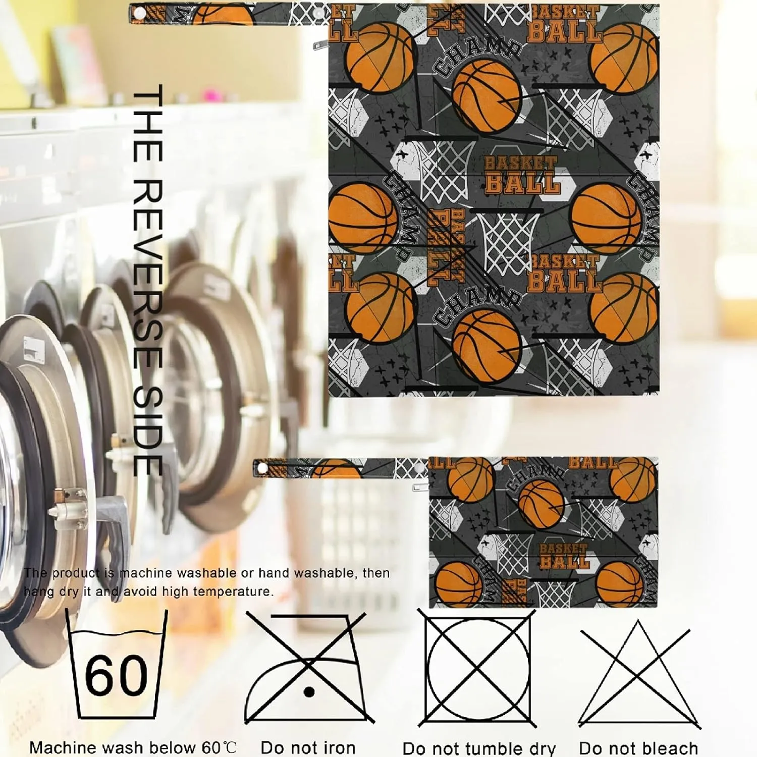 visesunny Basketball Abstract Grunge Sport Pattern 2Pcs Wet Bag with Zippered Pockets Washable Reusable Roomy for Travel,Beach,Pool,Daycare,Stroller,Diapers,Dirty Gym Clothes, Wet Swimsuits, Toiletrie