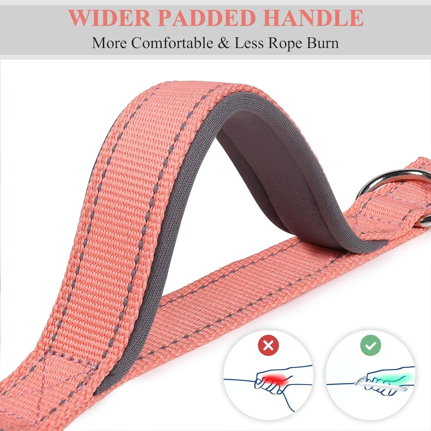 VIVAGLORY Hands Free Dog Leash, Shock-Absorbing Bungee Waist Leash for Medium & Large Dogs, Reflective Adjustable Running Leash with Dual Padded Handle for Walking, Jogging, Hiking